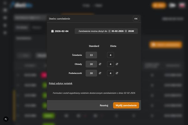 Składanie zamówień przez placówkę